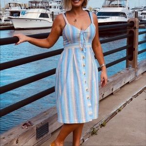 Moon River Rainbow Stripe Dress